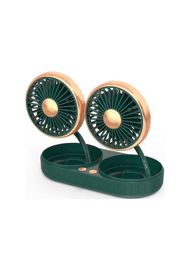 Universal Araç Soğutma Fanı Usb Çift Kafalı Pano Fanı 360 Derece Dönebilen Suv Rv Tekne Oto Araçları İçin 3 Hızlı Fanlar - Siyah / Yeşil / Altın