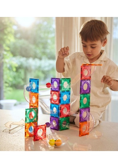 Cleverclixx Ball Run Compact Pack Manyetik Bloklar , Intense 60 Parça