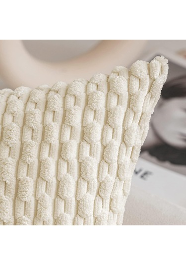 Yifomall Ev Dekorasyonu Yumuşak Plüsh Yastık Kılıfı 2 Adet, 18x18 İnç, Bej, İç Dolgu Yok - Ev/oda/hotel İçin Diğer