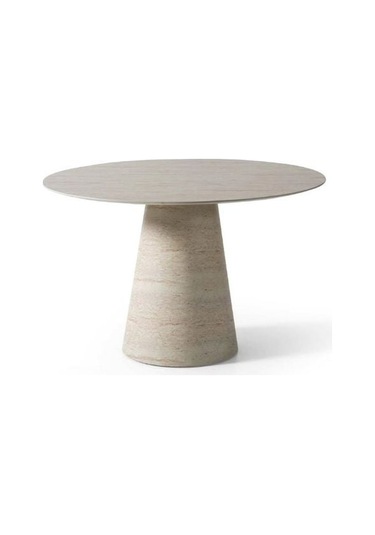 Lucca Yuvarlak Traverten Masa, Konik 120x120 Traverten