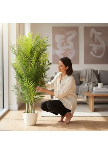 Lüx Yapay Areka Bambu Ağacı Çift Renk 140 Cm 40 Yaprak Yeşil
