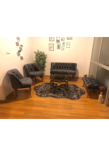 Antrasit Cay Seti 2 1 1 Puf Hediye