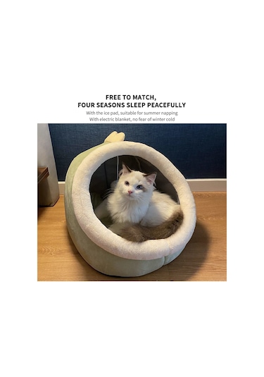 Geeroyoo Yıkanabilir Yarı Kapalı Kedi Yatağı, Yumuşak Tabanlı Ve Oyun Toplu Yeşil M Boyut