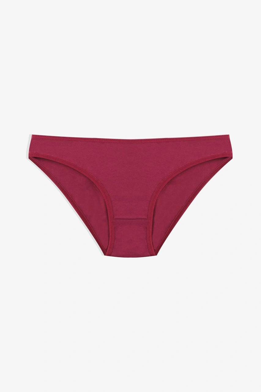 Kadın 3'lü Pamuklu Basic Külot 11040 Bordo - Siyah - Ten