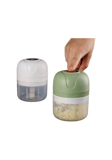 Dianziye Mini Elektrikli Sarımsak Öğütücü - Kablosuz, Çift Bardağı Ve Bıçağı İle Evde/mutfakta Hızlı Sarımsak İşleme Aleti Beyaz Diğer