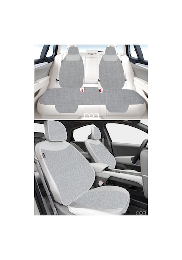 Bod Keten Terletmez Oto Koltuk Minderi Seti Koltuk Koruma Kılıfı Yalı Serisi Ön Arka Set Gri