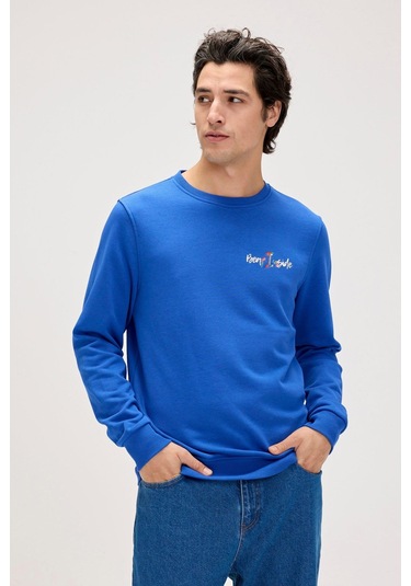 Bad Bear Splashy Crewneck Erkek Sweatshirt-29159 Saks Mavi