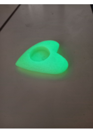 Kırılmaz Kalpli Fosforlu Epoksi Mumluk Küpe Zincirli Kolye Seti Yeşil