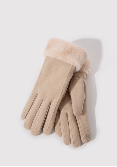 Mavi - Suni Kürk Detaylı Bej Eldiven 1911768-33993 Bej