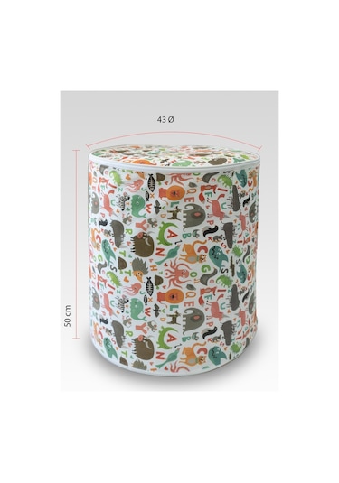 Vedsey Silindir Hayvan Desenli Çok Amaçlı Düzenleyici Hurç 45 x 50 CM Beyaz