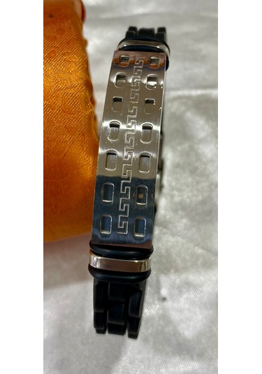 Firuze Gümüş Çelik Siyahlı Kordonlu Bileklik F16002004