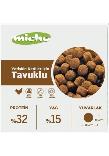 Micho Tavuklu Hamsili ve Pirinçli Yetişkin Kedi Maması 1500 G