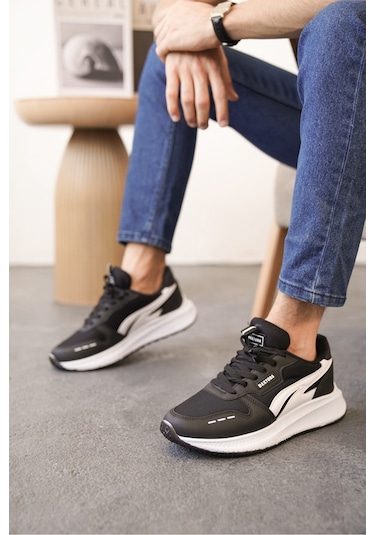 Daxors D0128 Günlük Ortopedik Erkek Sneaker Spor Ayakkabı Siyah-beyaz
