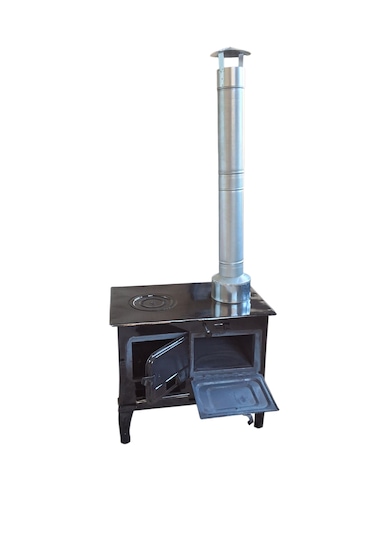 Fırınlı Emaye Kamp Sobası Siyah Emaye Kuzine