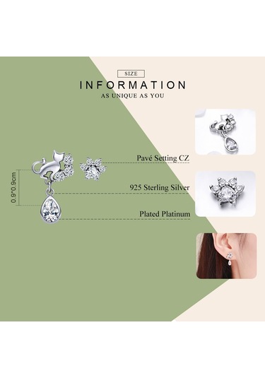 S925 Ayar Gümüş Kedi Retro Küpe Kadın Küpe