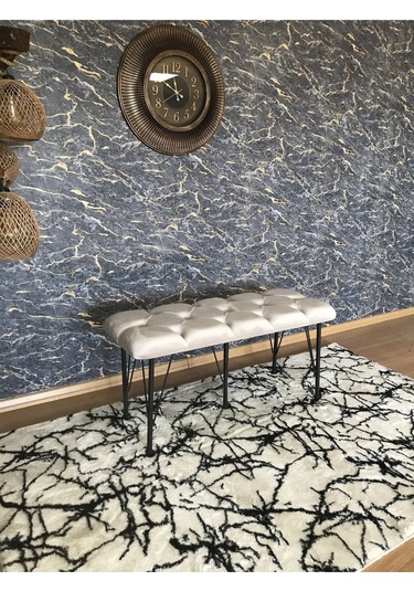 Yirmi15 Metal Ayaklı Babyface Puf & Bench Tekli Krem Bench