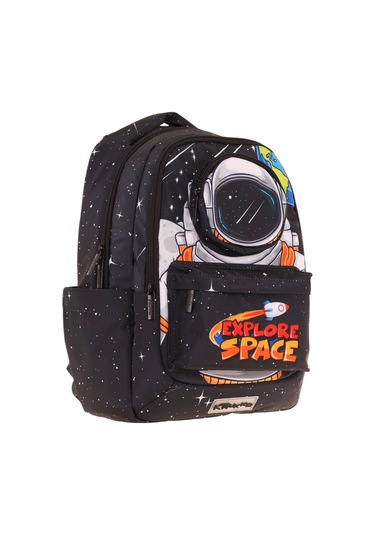 Elatae Su Geçirmez Kumaş Erkek Çocuk Çok Gözlü Ortopedik Sırt Okul Çantası L5253 Siyah