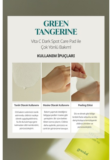 Yeşil Mandalina Özlü Leke Karşıtı Tonik Ped Goodal Green Tangerine Vita C Dark Spot Care Pad 70 Adet