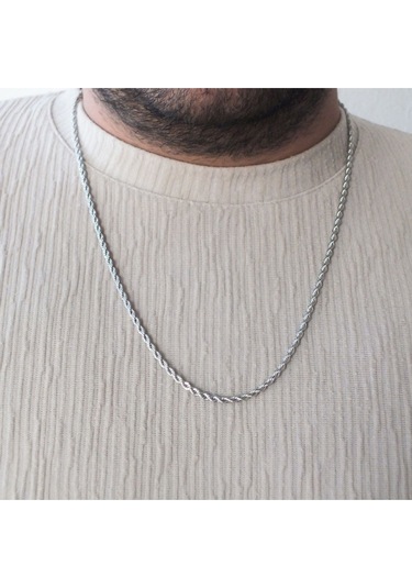 925 Ayar Gümüş Halat Model Burgulu Zincir Kolye 2,5 Mm