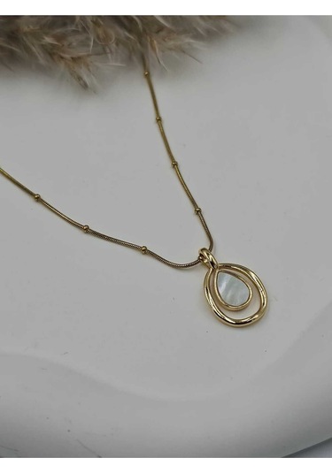 Altın Kaplama Sedef Damla Çelik Kolye