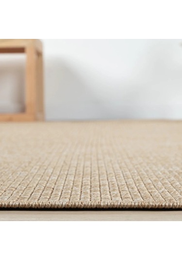 Koyu Bej Jüt Hasır Görünümlü Modern Halı - L664bjbo Kahve