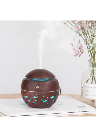 Moly 130ml Ahşap Desenli Usb Nemlendirici - 7 Renkli Led Aromaterapi Işıklı