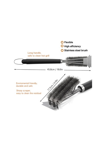 Xiyyadms Üç Kafa Çelik Tırnaklı Grill Temizleme Fırça, Bbq Izlerini Kaldırır, Eldivenli Kolu Ve Saklama Kanca İle Dayanıklı Isıya Dayanıklı Alet Çok Renkli