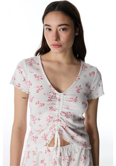 Penti Pembe Blossom Pointel Tişört Pijama Üstü