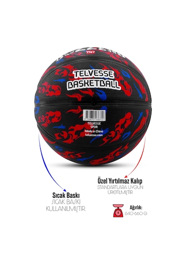 Telvesse Tb500 Buzzers Basketbol Topu Grafiti Kauçuk Dayanıklı Deep Channel Kabartmalı No:7
