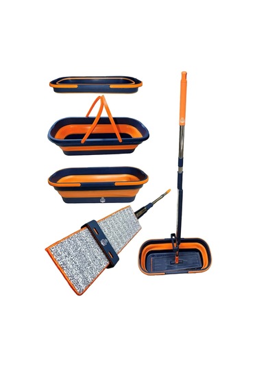 Tilbe Home Kendinden Sıkmalı Kovalı Mop Seti - Kendinden Sıkmalı Mop Katlanabilir Tekerlekli Kova 1