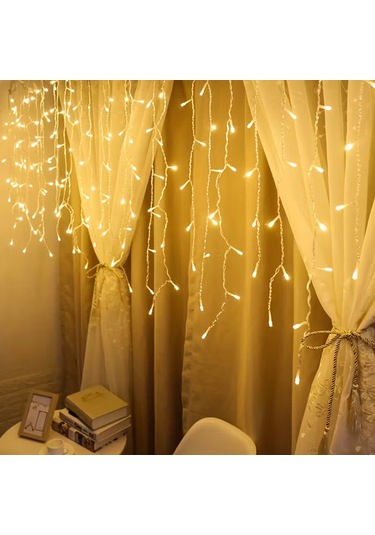 Upway 8 Modlu Saçaklı 96 Led - Ev Balkon Bahçe Parti Sınıf Dekoratif Aydınlatma Sarı