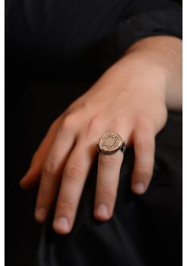 Vog Mühr-ü Süleyman Model Yanı Teşkilat-ı Mahsusa Motif Yazılı 925 Ayar Gümüş Erkek Yüzük