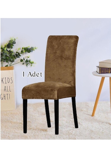 StarMall Ipek Kadife Sandalye Kılıfı Sandalye Örtüsü Lastikli Standart 1 Adet Kahverengi