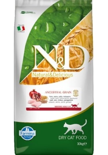 N&D Düşük Tahıllı Tavuklu ve Narlı Kısırlaştırılmış Yetişkin Kedi Maması 10 KG