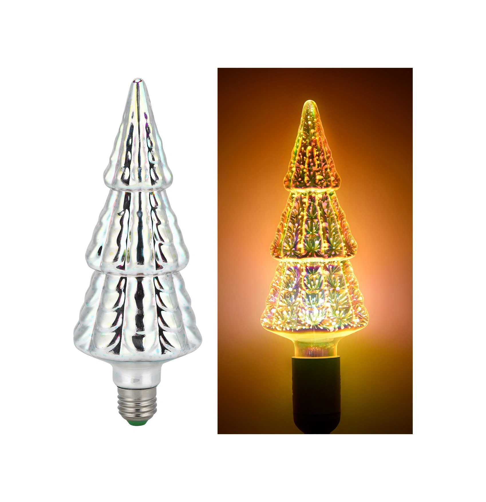 Youtek E27 6w Led Aydınlatma, Noel Ağacı Şekli, 3d Atışık Desenli, 85-265v, 2200k Sıcak Beyaz, Ev/bar Dekorasyonu Işık Lambası Diğer