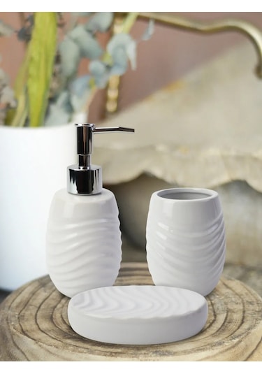 Nd Home Banyo Seti 3 Parça Dozajlayıcı/hazne/sabunluk 386184905 Beyaz