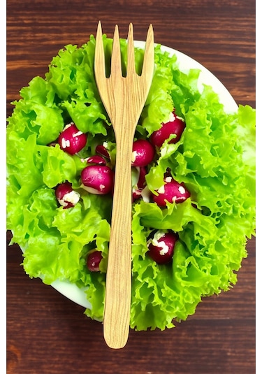 Ceviz Ağacı Çatal 1 Adet El Yapımı Ahşap Salata Çatalı