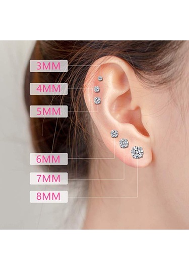 Chavin Gri Çelik 6 Takım Taşlı Bayan Erkek Küpe ai09-t Gümüş