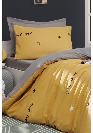 Eponj Home Kolay Ütülenir Nevresim Takımı Tek Kişilik Dide Sarı