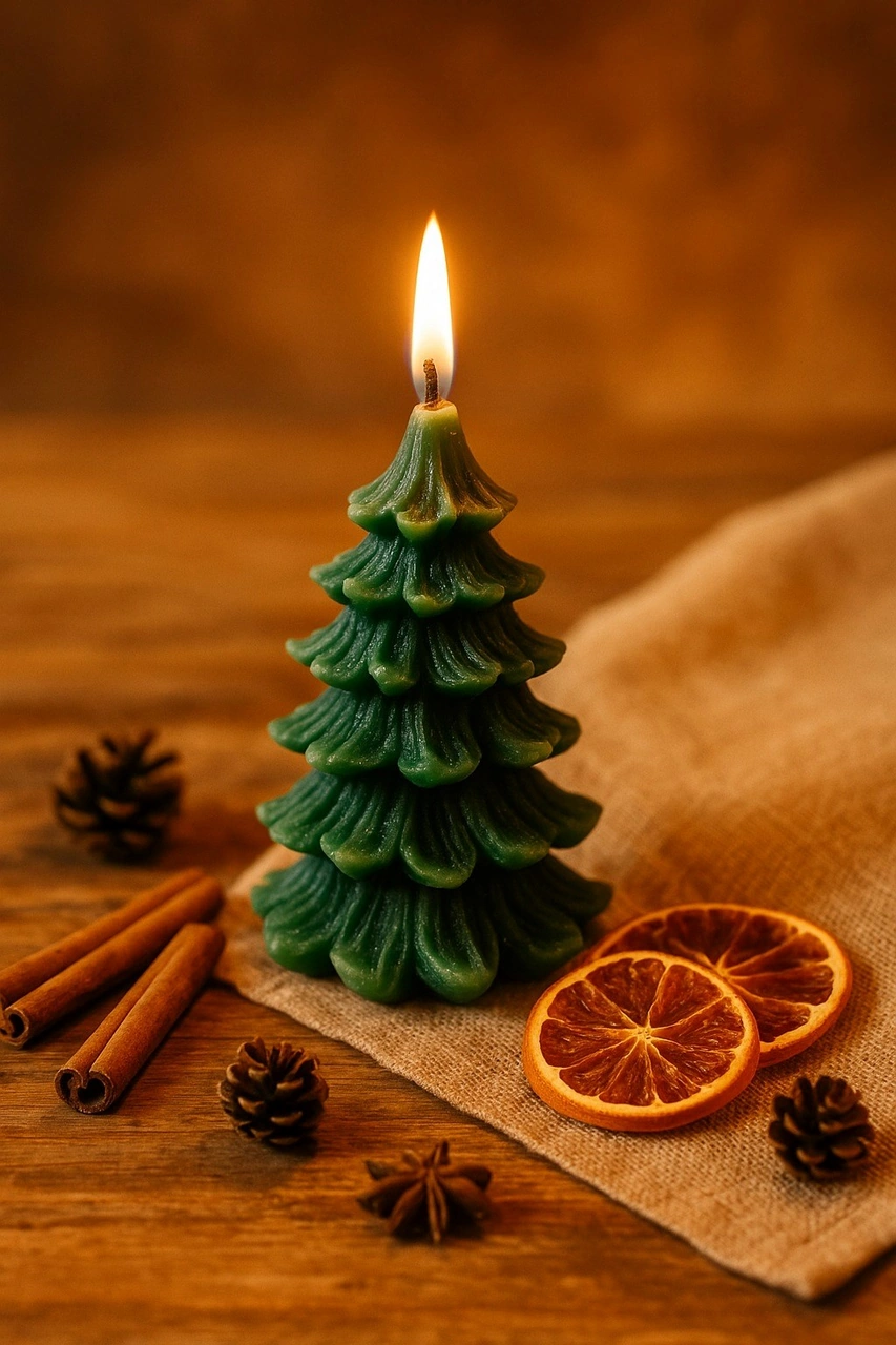 Romantik Ortam Işığı Rustik Dekor Çam Ağacı Şekilli Mum El Yapımı Doğal Çam Ağacı Mum Hediye 13x8 Cm Çok Renkli