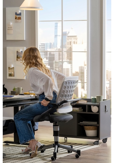 Creo Mobili Yükseklik Ayarlı Vega Plus Çalışma Sandalyesi, Ofis Ve Bilgisayar Koltuğu Beyaz/yeşil Gri