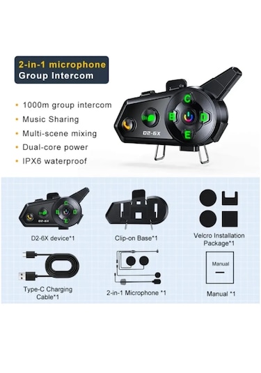 Comse D26X 6 Kişilik Motosiklet Kask Bluetooth İntercom Seti