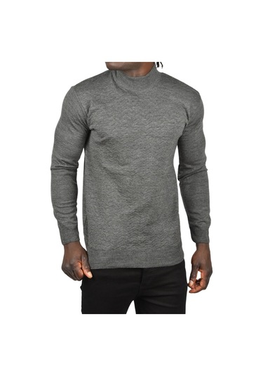 Deepsea Erkek Antrasit Zigzag Desenli Yarım Balıkçı Yaka Dar Kesim Boğazlı Triko Kazak 2505496 Antrasit