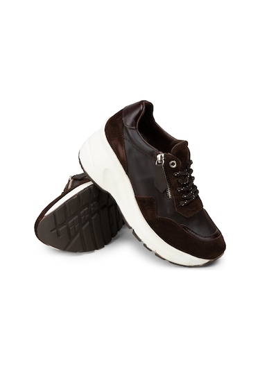 Deery Kadın Hakiki Süet Kahverengi Dolgu Topuk Sneaker - M9147zkhvc02