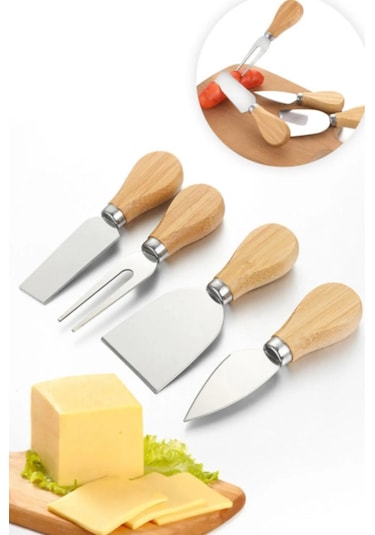 Bambu Saplı Ezine Peynir Bıçak Set 4 Parça