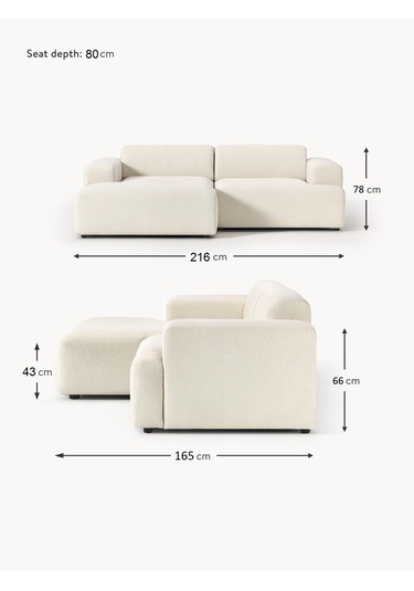 Most Mollista 2 Modül Sol Köşe Koltuk 01 Kırık Beyaz Keten Kumaş
