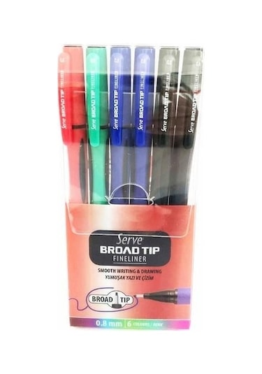 Serve Broad Tip Fineliner Yazı Ve Çizim Kalemi 0.8mm 6'lı Pvc Paket
