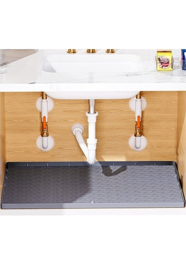 Silikon Lavabo Altı Matı - Su Geçirmez, Kaymaz, Hızlı Kuruma Özellikli Gri Gri