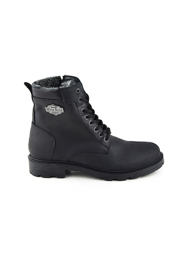 763 Siyah Bot Hakiki Deri