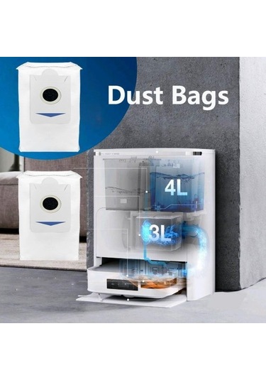 Unimarket Ecovacs Deebot X2 Omni/x2/x2 Pro/dex86 Robot Süpürge Yedek Parça Seti: Ana Fırça, Yan Fırça, Toz Torbası Süpürge Yedek Parçaları 1 Adet